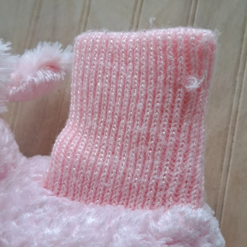 Adorable Pink Poodle Girl's Warm Sock Slippers Fun Playful Fluffy (Size 5-6)